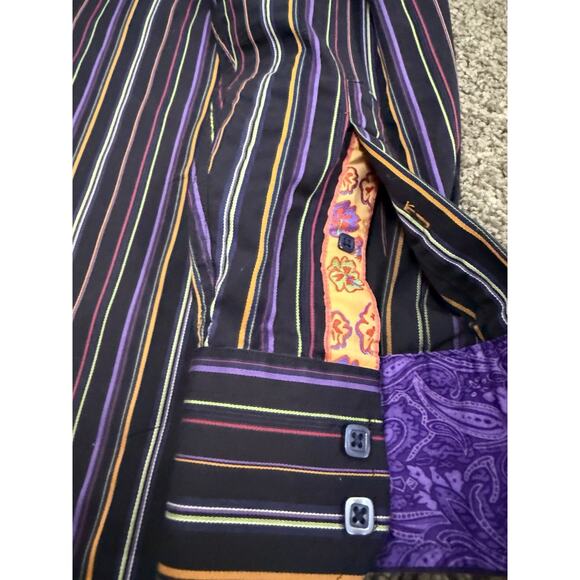 Luchiano Visconti Men's Long Sleeve Medium Striped Flip Cuff Button Up Shirt - Picture 3 of 8